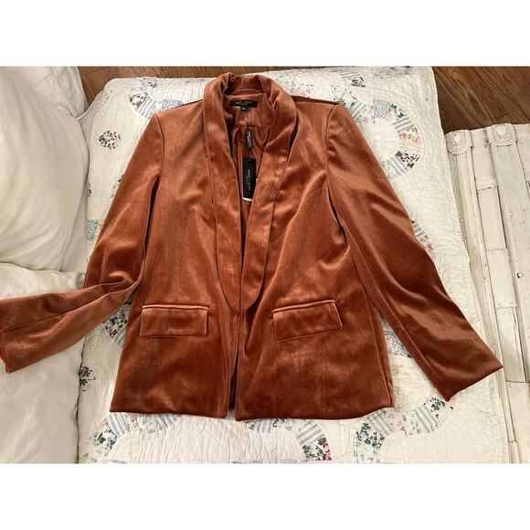NWT SLOUCHY SLIM CUT VELVET SHAWL COLLAR BLAZER JACKET M - Picture 4 of 8